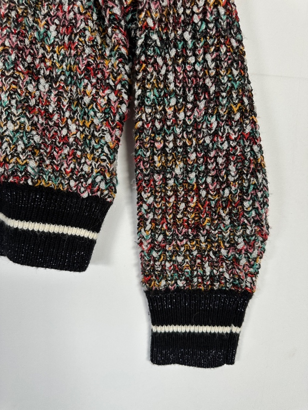 Desigual Metallic Knit Sweater Multicolor Textured Pullover Statement Size L - Picture 4 of 9